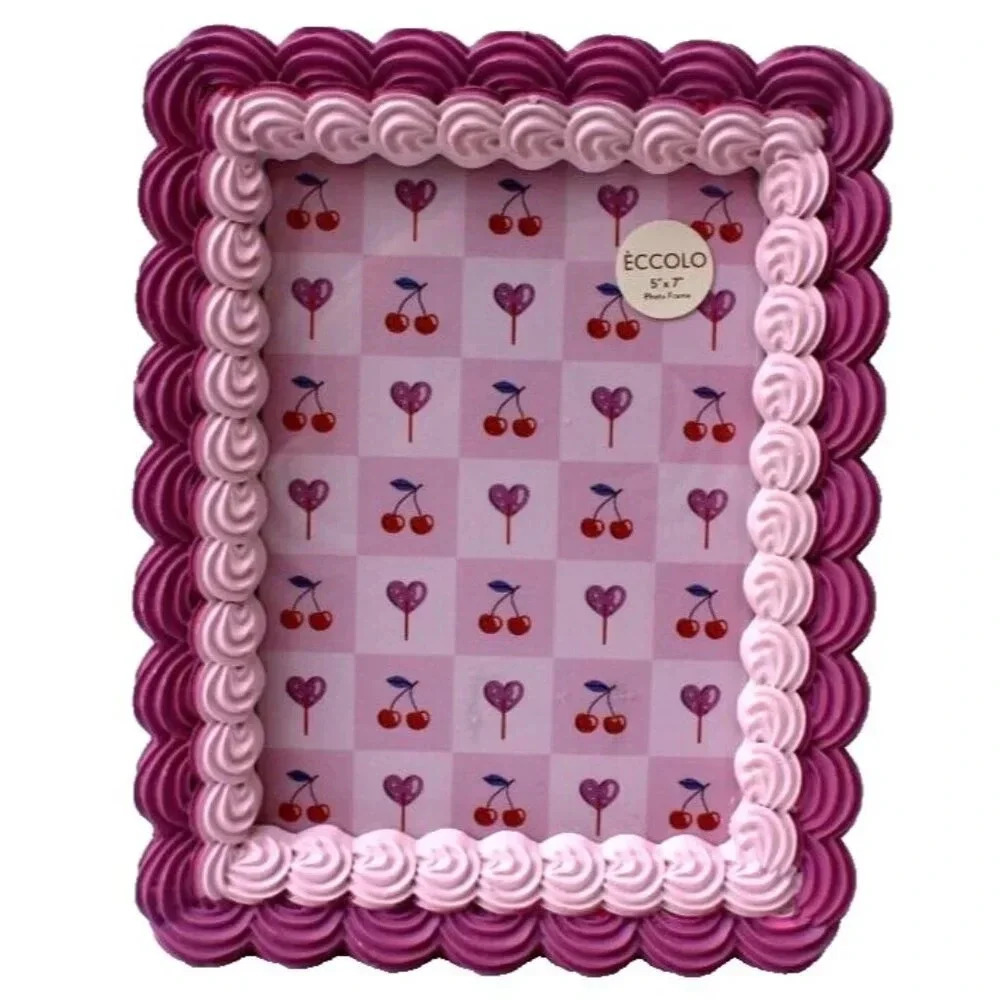 New Purple Birthday Cake Icing Girly Decorated Picture Frame Room Home Decor 5x7
